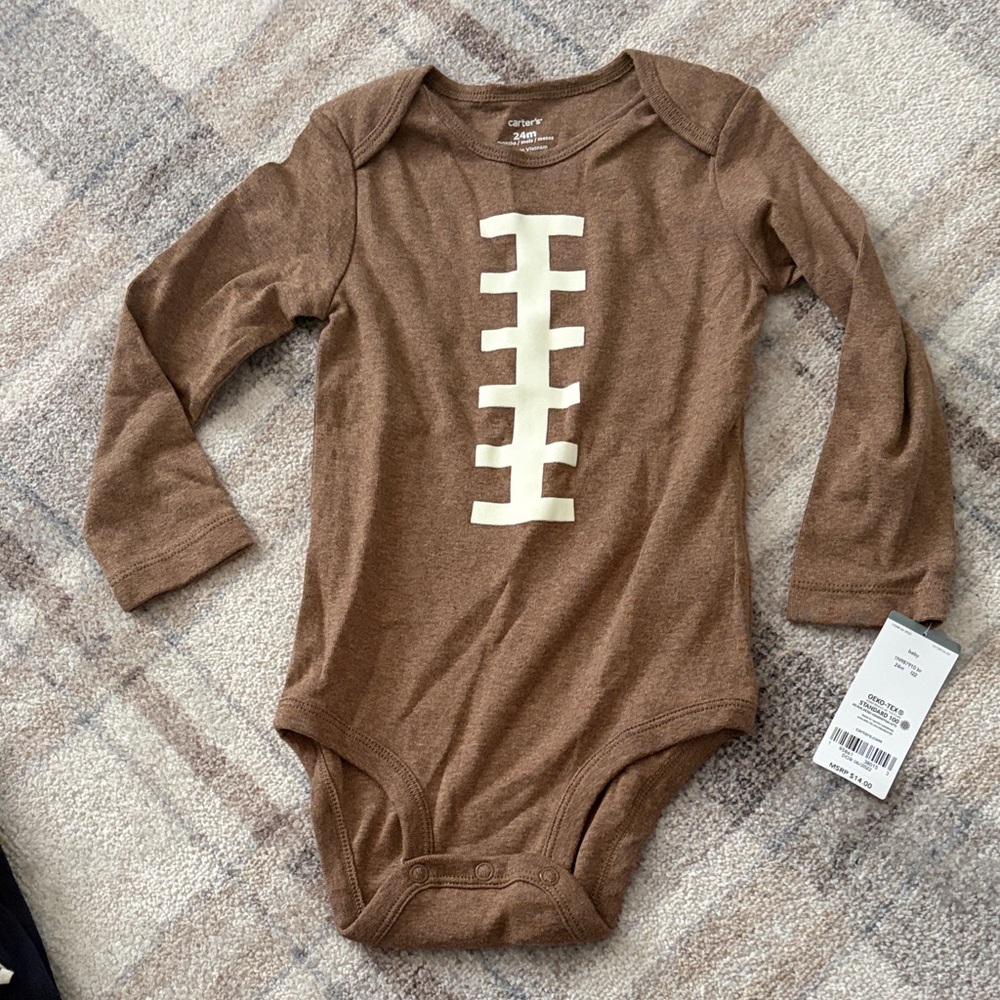 Carters Brown Football Bodysuit